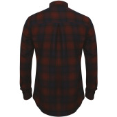 Men's Brushed back Check Casual Shirt with Button-down Collar Burgundy Check S