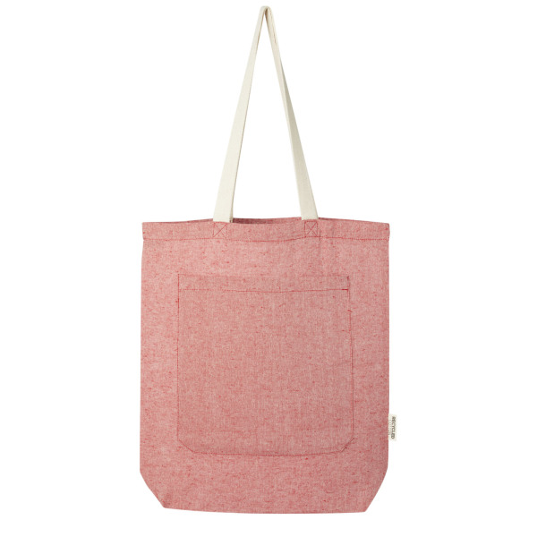 Pheebs 150 g/m² recycled cotton tote bag with front pocket 9L - Heather red
