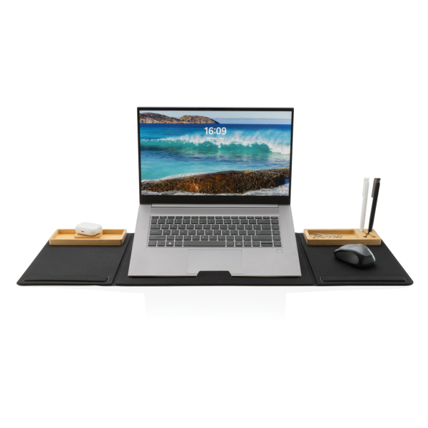 Impact AWARE RPET Foldable desk organizer with laptop stand, black