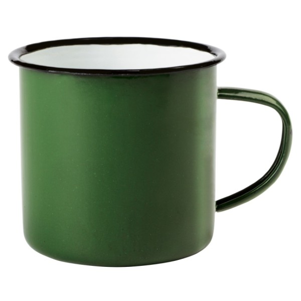 Emaille beker RETRO CUP groen, wit