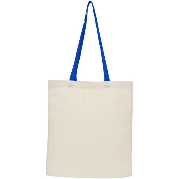 Nevada 100 g/m² cotton foldable tote bag 7L - Natural/Royal blue