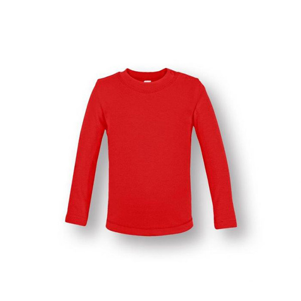 Biologisch kinder t-shirt lange mouw-Rood-50/56