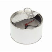 Analoge klok in blik TEAR OPEN - wit, zilver