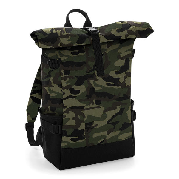 Block Roll-Top Backpack - Black/Black - One Size