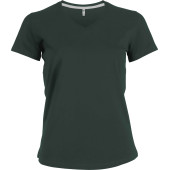 Dames T-shirt V-hals Korte Mouwen Forest Green 3XL