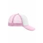 MB070 5 Panel Polyester Mesh Cap - white/baby-pink - one size