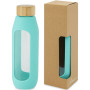 Tidan 600 ml borosilicate glass bottle with silicone grip - Tide green