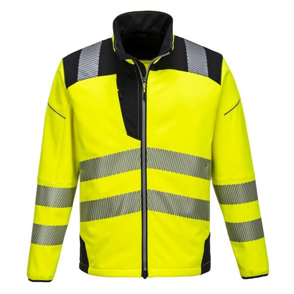 PW3 Hi-Vis Soft Shell Jacket, Yellow/Black, XL, Portwest