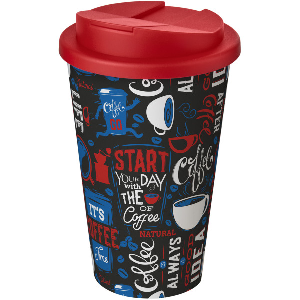 Brite-Americano® 350 ml tumbler with spill-proof lid - White/Red