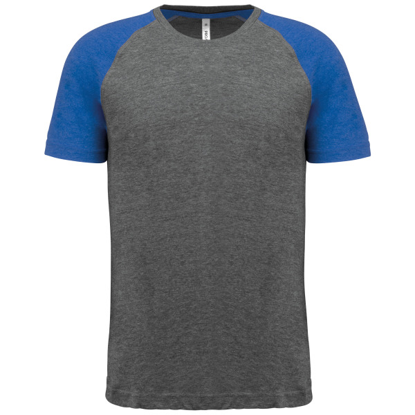 Tweekleurig Triblend sport-t-shirt met korte mouwen volwassene Grey Heather / Sporty Royal Blue Heather M
