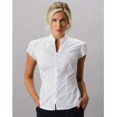 Women's Tailored Fit Mandarin Collar Blouse SSL - White
