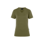 TF 5 Ladies' Workwear T-Shirt Casual-Flair, from Sustainable Material , 51% GRS Certified Recycled Polyester / 46% Conventional Cotton / 3% Conventional Elastane - moss green - 2XL