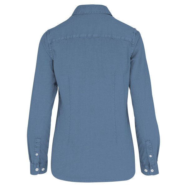Ecologisch verwassen damesoverhemd Washed Cool Blue XXL