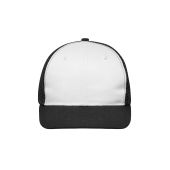 MB6240 6 Panel Flat Peak Cap - white/black - one size