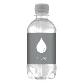 Bronwater 330 ml met draaidop - zilver. Prijs is inclusief full color bedrukking op etiket.