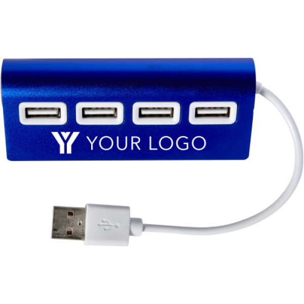 Aluminium USB hub Leo blauw