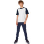Kids' Base-ball T-shirt White / Navy 3/4 ans