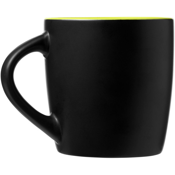 Riviera 340 ml ceramic mug - Solid black/Lime