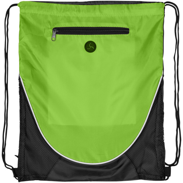Peek zippered pocket drawstring backpack 5L - Lime/Solid black