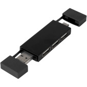 Mulan dubbele USB 2.0 hub - Zwart