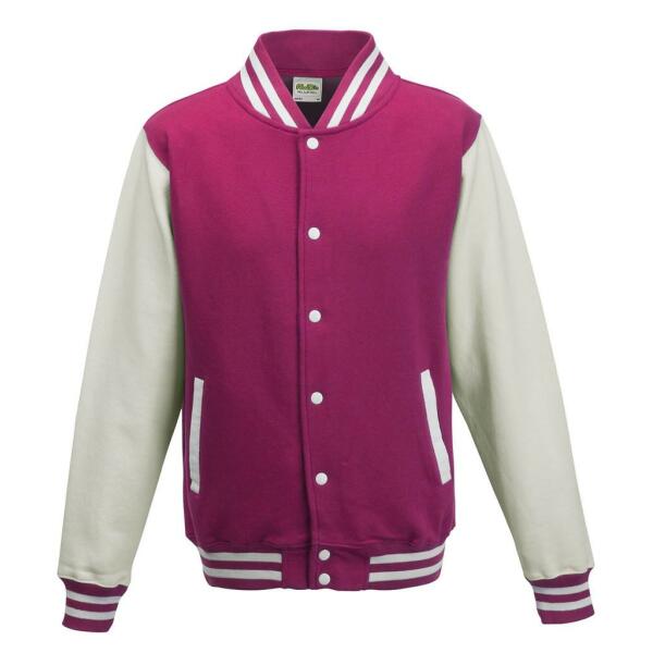 AWDis Varsity Jacket, Hot Pink/White, XS, Just Hoods