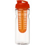 H2O Active® Base 650 ml sportfles en infuser met flipcapdeksel - Transparant/Oranje