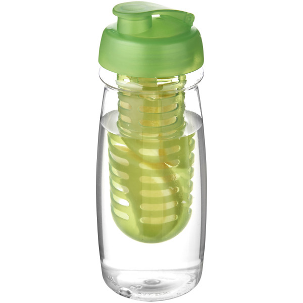 H2O Active® Pulse 600 ml sportfles en infuser met flipcapdeksel - Transparant/Lime