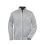 Men's Knitted Workwear Fleece Jacket - SOLID - - white-melange/carbon - L