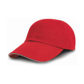 Brushed Cotton Drill Cap - Red/Putty