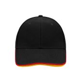 MB6197 6 Panel Double Sandwich Cap - black/red/gold-yellow - one size