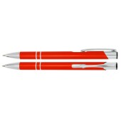 Aluminium balpen 2 chroom ringen oranje
