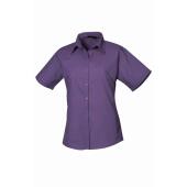 Ladies Short Sleeve Poplin Blouse, Purple, 6, Premier