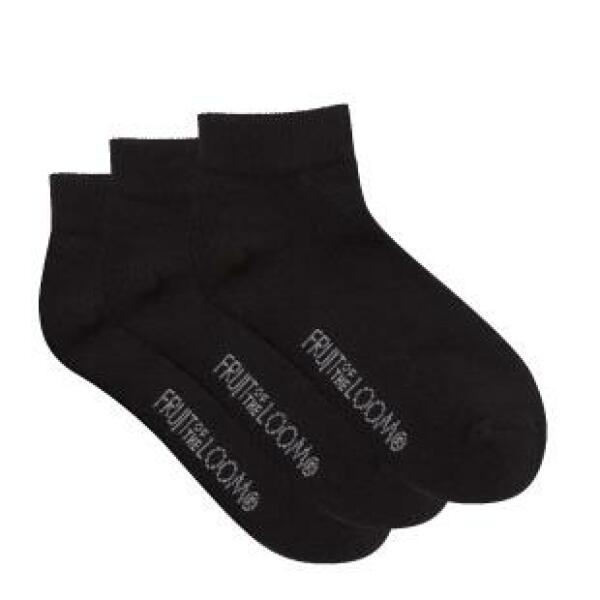 Quarter Socks 3PK, Black, S, FOL