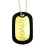 Gold Shine Dog Tags with Rubber Silencer and Long Ball Chains (Logo Relief)