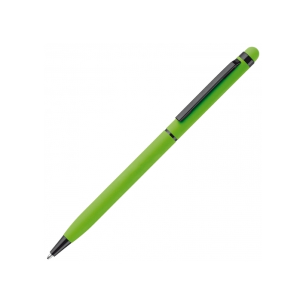 Balpen metaal stylus rubberised - Licht Groen