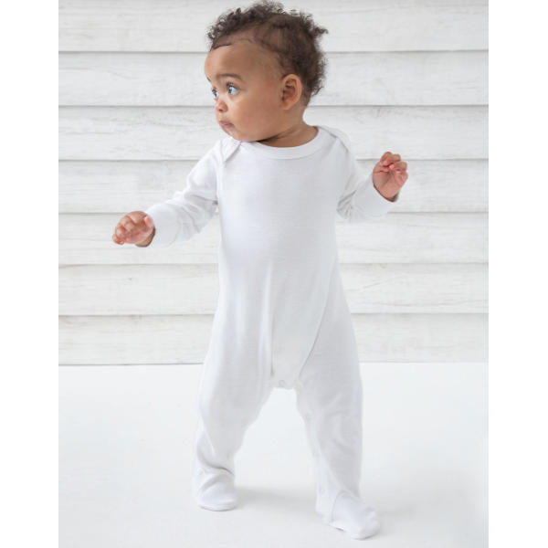 Baby Sleepsuit with Scratch Mitts - White