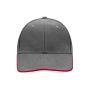 MB6197 6 Panel Double Sandwich Cap - dark-grey/red/white - one size
