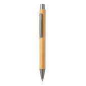 Slim design bamboe pen, bruin, zilver