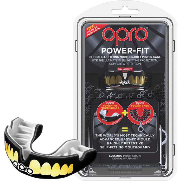 Power-Fit Bling Teeth Mouthguard Black / Gold One Size