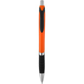 Turbo balpen in effen kleur met rubberen grip - Oranje/Zwart