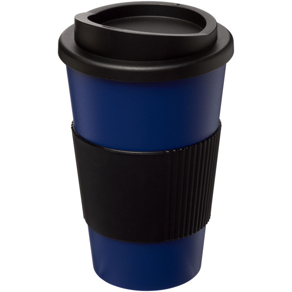 Americano® 350 ml insulated tumbler with grip - Blue/Solid black