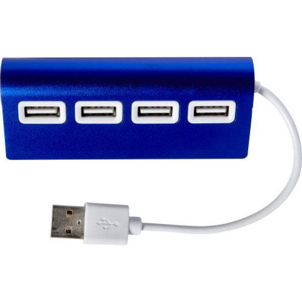 Aluminium USB hub blauw