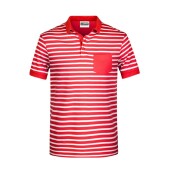 Men's  Polo Striped - red/white - M