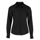 Ladies Long Sleeve Tailored Poplin Shirt, Black, 16, Kustom Kit