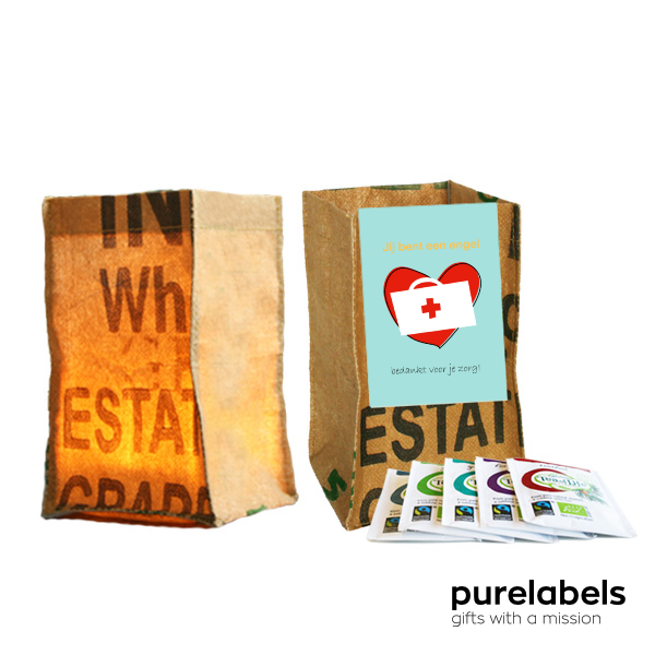 Dag van de zorg cadeau | Candle bag met thee 
