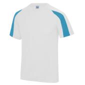 AWDis Cool Contrast Wicking T-Shirt, Arctic White/Sapphire Blue, L, Just Cool