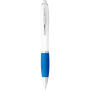 Nash ballpoint pen white barrel and coloured grip - White/Aqua