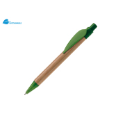 Bamboo pen with plastic leafclip - Dark Green