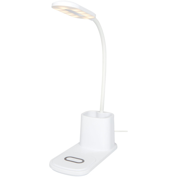 Bright bureaulamp en organizer met draadloze oplader - Wit
