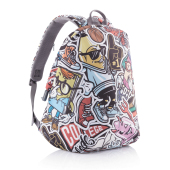 Bobby Soft "Art", anti-diefstal rugzak, grijs, rood